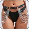 Body Chains | Yonamix Yonamix Punk Leather Waist Chain Belt Silver Layer Belly Body Chains Rave Body Jewelry Accessories For Women And Girls