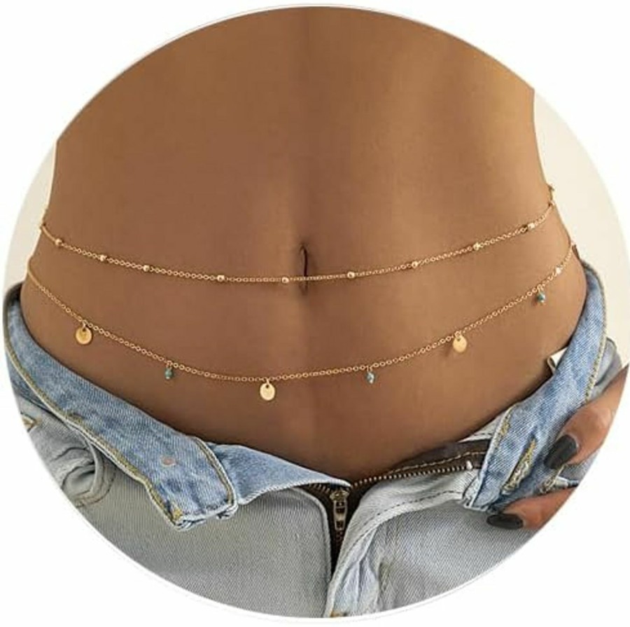 Body Chains | YANCHUN Layered Waist Chain For Women Sexy Layered Belly Chain For Girls Adjustable Body Jewelry Gift