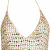 Body Chains | JMOBEU Sexy Women'S Gold Body Chain Bikini Jewelry Chest Chain Acrylic Diamond Bra Top