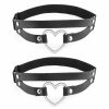 Body Chains | Navoky Navoky 2Pcs Punk Leg Chain Black Pu Adjustable Leather Harness Garter Belts Heart Thigh Chain Body Chain Gothic Party Soft Chain For Women Girls