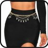 Body Chains | Urieo Urieo Boho Rhinestone Waist Chain Belt Crystal Layered Gold Belly Chains Sun Pendant Adjustable Bikini Dress Chain Belts Body Jewelry Accessories For Women