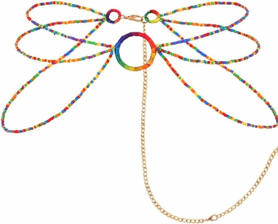 Body Chains | EVILD Evild Summer Waist Beaded Chain Colorful Beads Belly Chain Beach Rainbow Waist Chain Layered Waist Jewelry For Women And Girl