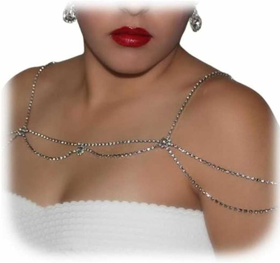 Body Chains | DarBudMay Luxury Rhinestone Shoulder Chain Necklce Jewelry Crystal Shoulder Strap Chain Sexy Rhinestone Back Chain Wedding Bridal Shoulder Backdrop Chain Jewelry For Women