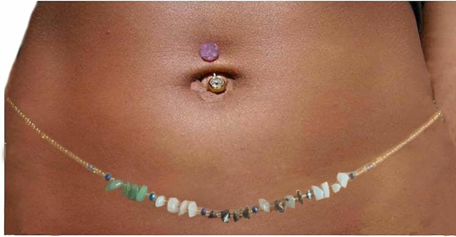 Body Chains | Cusmyre Waist Beads Jewelry African Shell Turquoise Bead Waist Chain Bohemia Bikini Bead Belly Chains Body Jewelry, Bead Waist Chain For Summer Beach(Color 3)