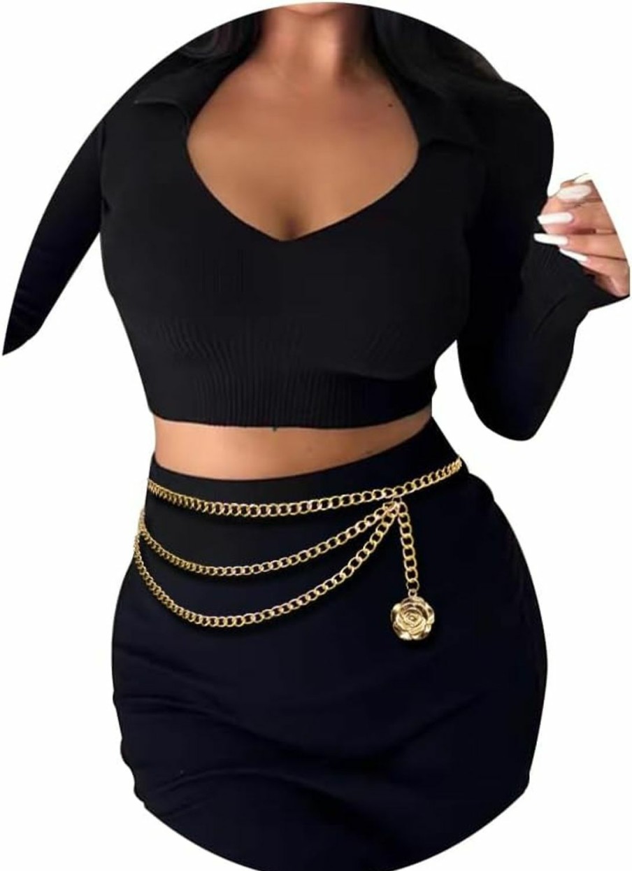 Body Chains | Eyraevor Chain Belts For Women Fashion Plus Size Waist Chain Belt Gold Silver Waist Belt Belly Chain Jwaist Links Belt