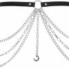 Body Chains | BODIY Bodiy Punk Waist Chain Belts Black Goth Layered Leather Belly Chains Club Body Chain Jewelry Rave Belt Accessories For Women And Girls (Black-1)