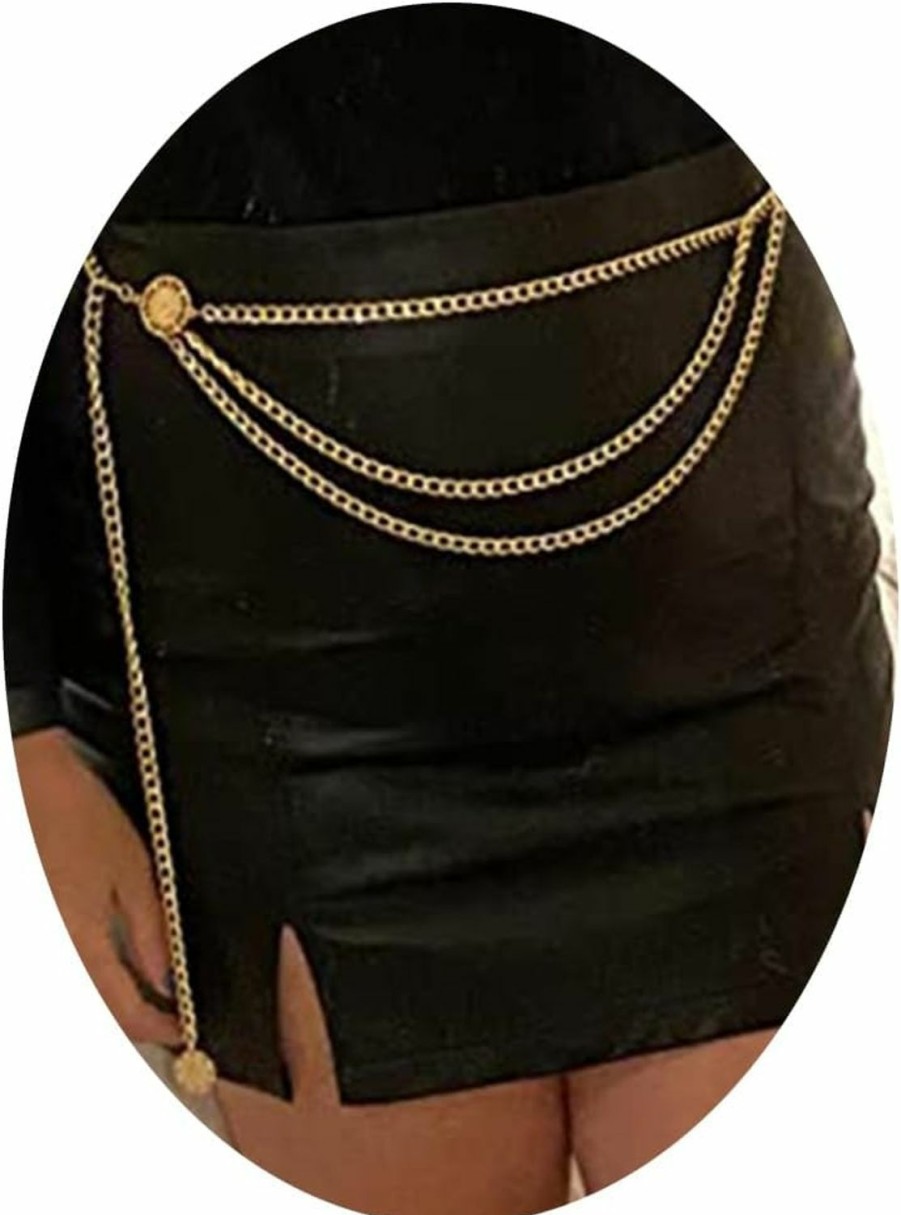 Body Chains | MODRSA Modrsa Chain Belt Chain Silver Chain Belt Gold Chain Belt With Chain Sunflower Butterfly Waist Chain Belt Plus Size Long