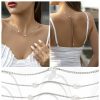 Body Chains | Yheakne Yheakne Boho Pearl Backdrop Necklace Pearl Back Chain Necklace Silver Long Bridal Back Drop Chain Summer Body Chain Beach Body Jewelry For Women And Girls Gifts