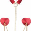 Body Chains | ZGMYC Zgmyc Pu Leather Metal Chain Nipple Cover With Choker, Reusable Heart-Shaped Pasties Bra Sexy Bondage Body Chain