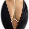 Body Chains | Eyraevor Women Pearls Body Chain Crossover Bra Beads Body Jewelry Bikini Beach Body Necklace For Chest Bra Waist Chain