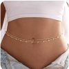 Body Chains | MIDEEO Mideeo 2Pcs 14K Gold/Silver Plated Waist Chains Pearl Belly Body Chain For The Waist Sexy Bikini Layered Waist Adjustable Chain Jewelry For Women