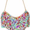 Body Chains | Salliy Salliy Boho Body Chain Bra Gold Sexy Rhinestone Bikini Bra Body Halter Backless Sequins Chain Bra Beach Body Accessories Jewelry For Women And Girls (Colorful)