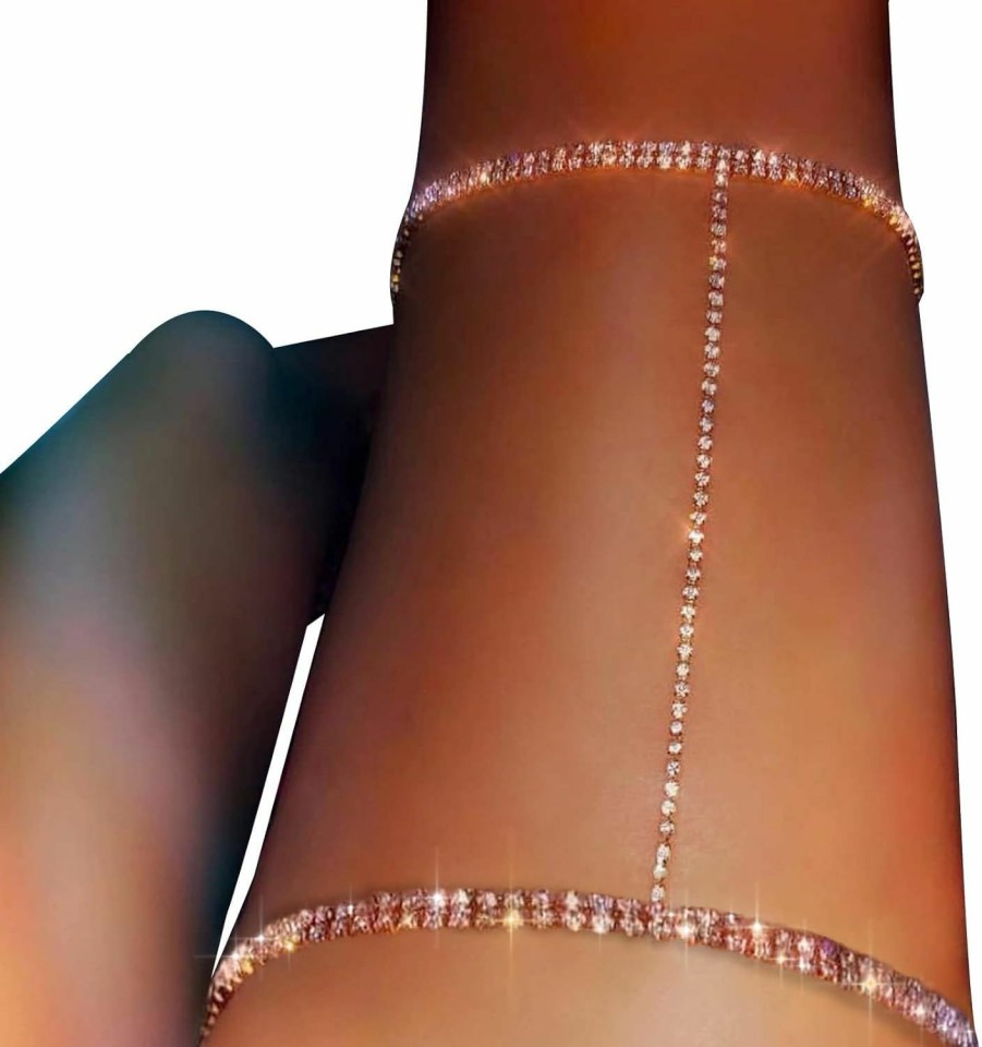 Body Chains | Cusmyre Silver Rhinestone Thigh Chain Elastic Crystal Leg Chain Jewelry Body Chain Stretch Thigh Chain Jewelry For Women Nightclub (Elastic Thigh)