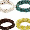 Body Chains | Teniinet Teniinet 50" Handmade African Waist Beads For Women Non-Stretching,Waist Jewelry Body Accessories For Women(Tie-On)