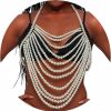 Body Chains | Cowking Cowking Layered Body Chain Pearl Shoulder Chain Multilayered Silver Body Jewelry Accessories Chain For Women And Girl