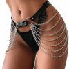 Body Chains | TWINKLEDE Twinklede Punk Leather Belly Waist Chain Belt Silver Layered Body Chains Festival Rave Body Chain Jewelry For Women And Girls