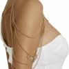 Body Chains | Leivkatuy Bohemian Shoulder Chain Necklace Layered Upper Arm Chain Bracelet Tassel Leaf Shoulder Chain Summer Bikini Body Chain Jewelry For Women (Gold)