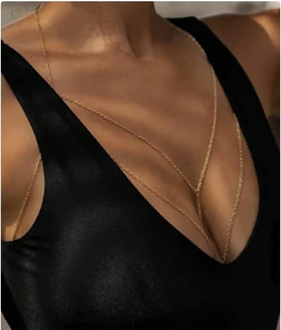 Body Chains | Clataly Clataly Bikini Bra Body Chain Sexy Cross Breast Chain Lingerie Necklace Accessories Nightclub Jewelry Adjustable For Women Girls