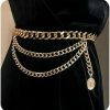 Body Chains | Anglacesmade Anglacesmade Bohemain Metal Layered Body Chain Belly Chain Belt With Coin Charm Pendant Chunky Wallet Chain Punk Waist Chain For Women And Girls 35Inch(Gold)