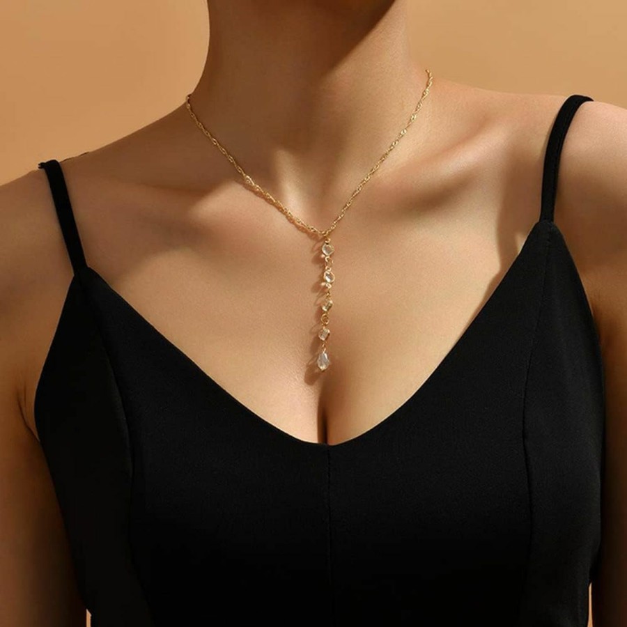 Body Chains | Jumwrit Jumwrit Pearl Backdrop Necklace Rhinestone Back Necklace Body Chain Gold Chain Bridal Back Necklace Love Heart Pendant Necklace Wedding Body Jewelry For Women Girls(Style 3)