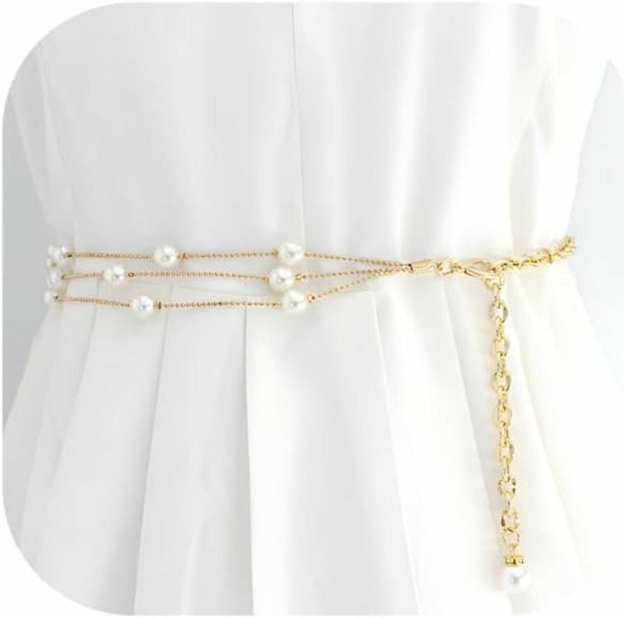 Body Chains | rgwtgkyh Pearl Belts For Women Layered Dresses Belt 14K Gold Plated Waist Body Chain Charm Pearl Dress Belts For Girl Bride Wedding Fashion Jewelry Gifts Accessory