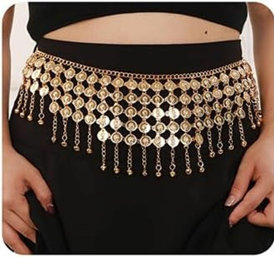 Body Chains | Jumwrit Jumwrit Punk Long Waist Chain Belt Boho Layered Coin Pendant Belly Link Chain Rave Chunky Statement Summer Beach Dress Body Chain Fashion Body Accessories For Women Girls