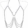 Body Chains | KOMI Rhinestone Body Chains For Women Sexy Silver Body Chain Crystal Chest Chain Bikini Body Jewelry For Women Party Beach Nightclub Wedding Chain Bra Waist Belly Chain