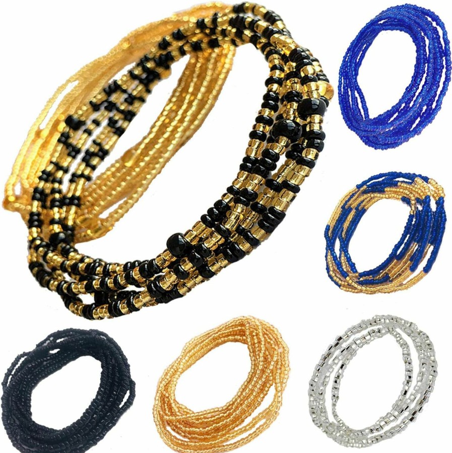 Body Chains | Tuoshei Tuoshei 6 Pices Summer Jewelry Waist Bead Set Colorful Waist Bead Belly Bead African Waist Bead Body Chain Beaded Belly Chain Bikini Jewelry For Woman (Style 1)