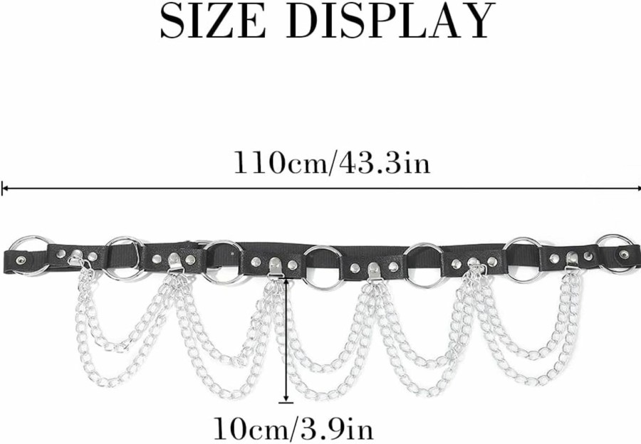 Body Chains | COSYDAYS Cosydays Punk Leather Waist Chain Belt Black Harness Body Chains Layered Belly Chain Party Rave Outfits Body Chain Jewelry For Women And Girls