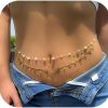 Body Chains | Denifery Denifery Bead Waist Chains Women Double Layered Butterfly Gold Body Chain Belly Chain Summer Beach Waist Jewelry Accessories For Women And Girls