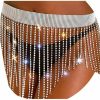 Body Chains | Fstrend Fstrend Crystal Tassel Body Chains Rhinestone Fringe Skirts Belly Waist Hip Chain Rave Nightclub Jewelry Accessories For Women (Silver)