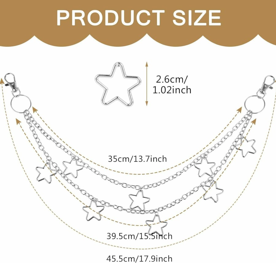 Body Chains | Abeillo Vintage Pants Chain Chain Belts For Women, Star Jean Chain Belt Layered Pocket Chain Waist Chain Body Accessories For Women Girls, Rock Wallet Chain