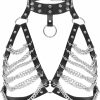 Body Chains | PURFUN Purfun Punk Black Leather Body Chains Sexy Layered Harness Chest Chain Choker Rave Nightclub Cosplay Charm Body Accessories