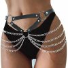 Body Chains | Asooll Asooll Punk Leather Waist Harness Chain Gothic Black Body Chain Belly Belt Chain Fashion Party Nightclub Body Accessories Jewelry For Women And Girls