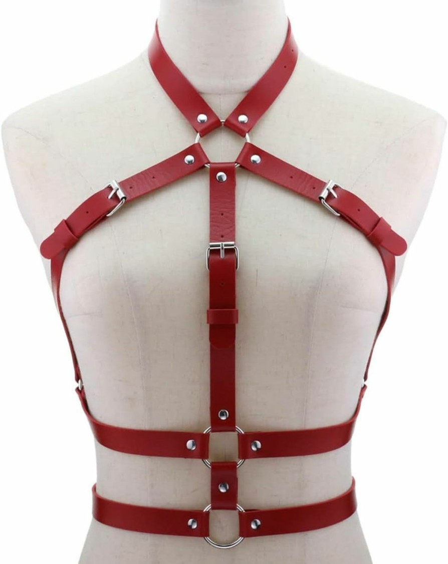 Body Chains | eartif Punk Leather Waist Harness Belt For Women Adjustable Chest Harness Body Waist Chain Belt Sexy Goth Belly Chains For Rave Nightclub Party Jewelry