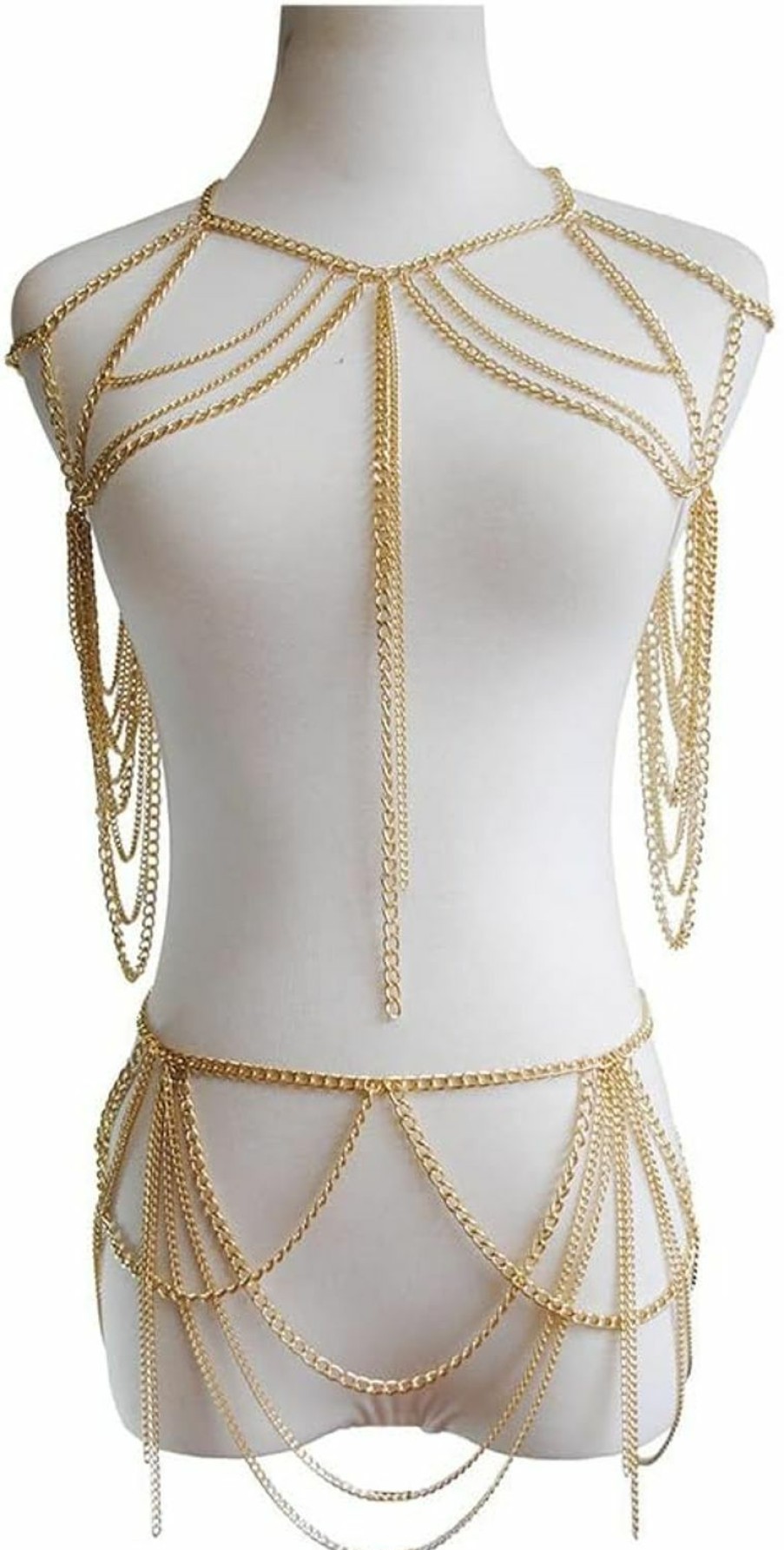 Body Chains | Sinkcangwu Sinkcangwu Sexy Body Chain Set Layered Necklace Bra Waist Chain Summer Fashion Bohemian Jewelry Suit For Beach Party Holidy