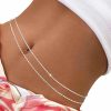 Body Chains | Wriidy Wriidy Layered 18K Gold Plated Beaded Body Chain Waist Chain Women Silver Belly Chains Shiny Beach Jewelry Accessories For Girls