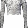 Body Chains | PIGIAOKA Pigiaoka Rhinestone Mesh Body Chains Long Sleeve Crystal See Through Cover Up Crop Tops Fishnet Bikini Nightclub Party Festival Outfits For Women And Girls