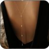 Body Chains | JEWEKY Jeweky Rhinestones Body Chain Shiny Crystal Back Necklace Bridal Gold Body Jewelry For Women And Girls