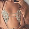 Body Chains | GRAEEN Graeen Crystal Bra Chains Rhinestone Chest Chain Flower Bra Chain Summer Waist Body Chain Nightclub Body Jewelry For Women And Girls