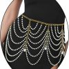 Body Chains | Wriidy Layered Pearl Waist Chain Belt White Women Body Chain Adjustble Girls Belly Jewelry Accessories For Dress