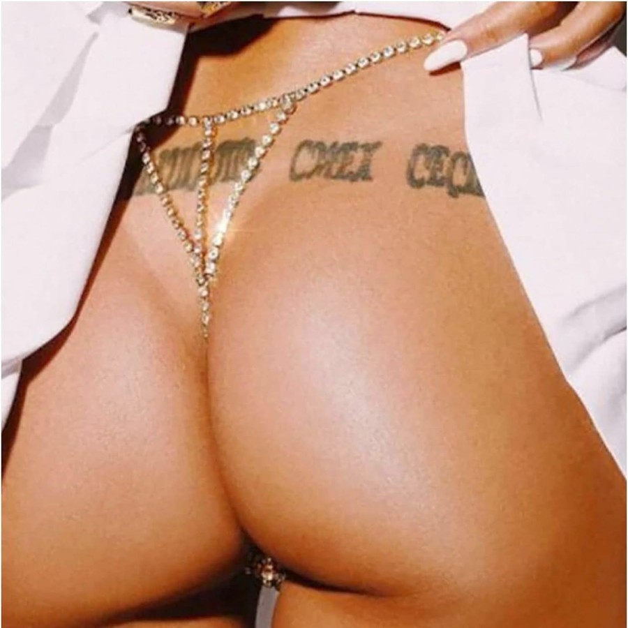 Body Chains | Cusmyre Sexy Rhinestone Thong Panties Underwear Crystal Panties G-String Summer Beach Belly Waist Chain Bikini Rhinestone Waist Body Chain For Women Body Jewelry