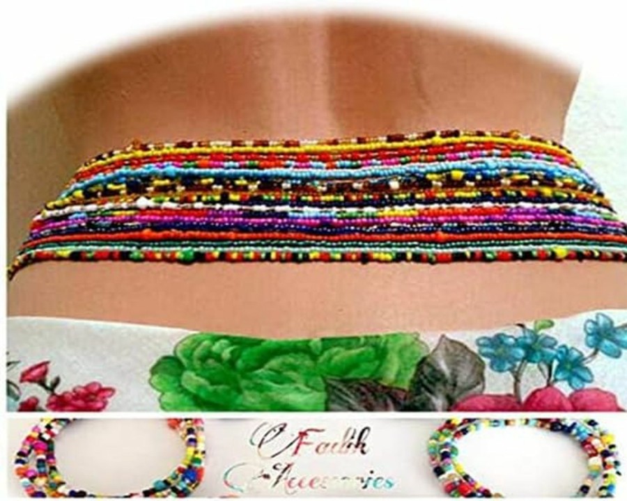 Body Chains | CSIYANJRY99 African Waist Beads For Women,Handmade Seed Beads Waist Belly Chain Multilayer Body Jewelry Accessories Colorful Beads Elastic Waist Chain