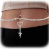 Body Chains | Cusmyre Rhinestone Heart Dangle Belly Button Ring With Waist Chain Crystal Piercing Navel Belly Chain Sexy Bikini Body Chain Jewelry Accessories For Women (Silver)