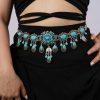 Body Chains | Missgrace Missgrace Boho Vintage Flower Blue Turquoise Tassel Crystal Chain Belly Dances Silver Body Chains Handmade Indian Body Accessories Jewelry For Women