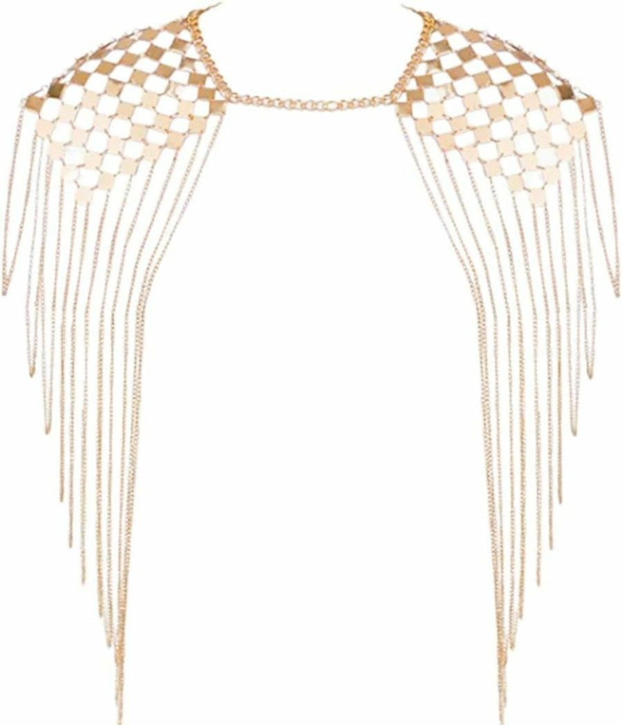 Body Chains | Yovic Yovic Boho Gold Body Chain Sexy Sequins Shoulder Chain Necklace Bikini Tassel Bra Chains Rave Nightclub Party Body Jewelry For Women And Girls (Gold-4)