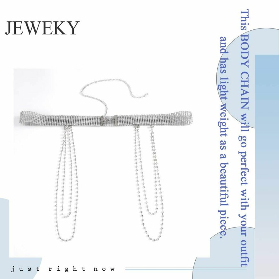 Body Chains | Artist Unknown Jeweky Crystal Belly Crystal Waist Chain Silver Body Chains Summer Beach Nightclub Rave Body Accessories Jewelry For Women And Girls