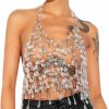 Body Chains | Formery Formery Crystal Body Chain Rhinestone Halter Tassel Silver Body Jewelry For Women Summer Rave Beach Bra Chain