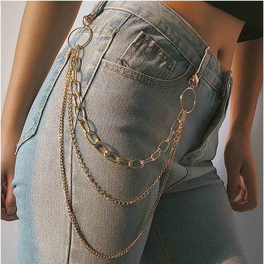 Body Chains | Yheakne Yheakne Punk Pants Chain Layered Jeans Chain Gold Trousers Chain Wallet Pocket Chain Layered Wallet Chain Hip Hop Pants Chain Jewelry For Women And Men