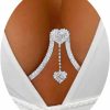 Body Chains | Rotaiboes Rhinestone Chest Bracket Sexy Bra Chain Body Jewelry Bikini Silver Crystal Body Chain Rhinestone Bra Underwear Chain Jewelry For Women And Girls (Double Heart Pendant)